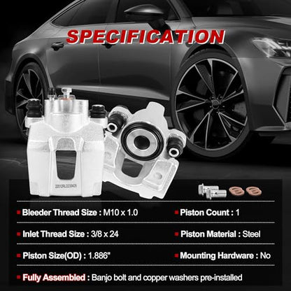 Rear Brake Caliper Set Right + Left Assembly 18-4754 18-4755 - style: Rear 184754 184755
