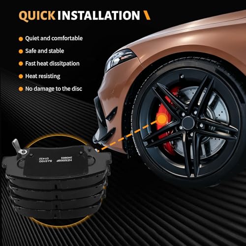 D1432 Front Ceramic Brake Pads Kit Fit For Hyundai Azera 2012-2017, For Santa Fe 2010-2012, For Santa Fe Sport 2013-2016, For Kia Sorento 2011-2015 - style: HZ1432