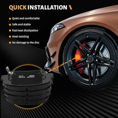 D1432 Front Ceramic Brake Pads Kit Fit For Hyundai Azera 2012-2017, For Santa Fe 2010-2012, For Santa Fe Sport 2013-2016, For Kia Sorento 2011-2015 - style: HZ1432