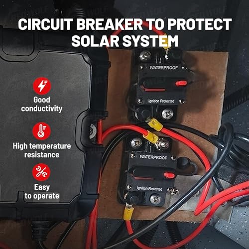 RED WOLF 60 Amp Circuit Breaker W/Ring Terminal 6 Gauge Connector Manual Reset Switch for Boat Trolling Motor Marine ATV Trailer Vehicles Stereo Audio Electronic Battery Solar System Inline Fuse