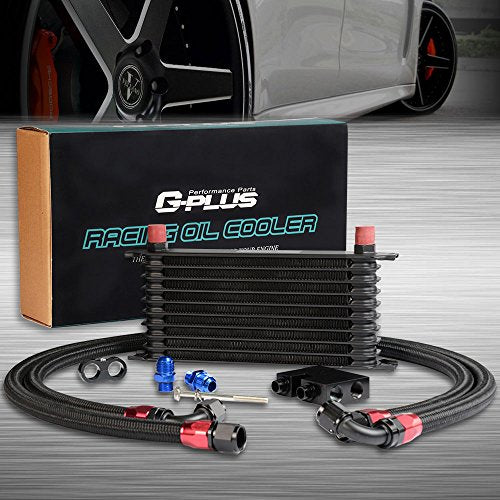 10 Row Aluminum Engine Transmission Oil Cooler Kit Compatible For BMW N54 Engine Twin Turbo 135 E82 335 E90 E92 E93 Black - color: Black/10 Row, size: Separation Style