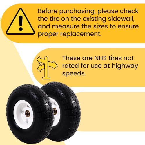 MZREXN 2-Pack 10" Flat Free Solid Tires 4.10/3.50-4 Tire and Wheel - color: White