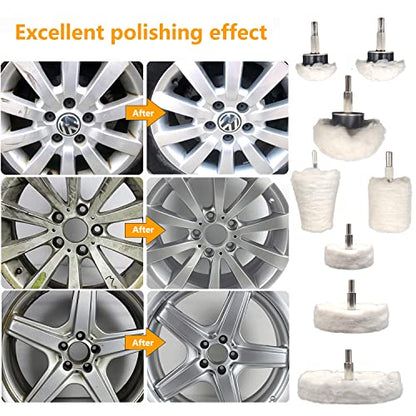 8 pcs Buffing Wheel for Drill,Buffing Pad Polishing Wheel Kits,Wheel Shaped Polishing Tool for Metal Aluminum,Stainless Steel,Chrome,Jewelry,Wood,Plastic,Ceramic,Glass,etc