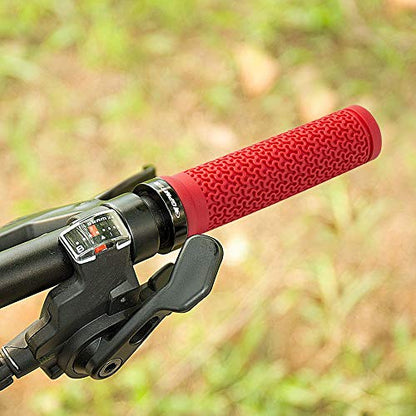 GPMTER Bike Handlebar Grips, Single Lock on Bicycle Handle Bar, for BMX, Mountain, MTB, Beach Cruiser, Scooter, Folding Bike, Soft Non-Slip-Rubber Hand Grip Comfortable Ergonomic - color: Red