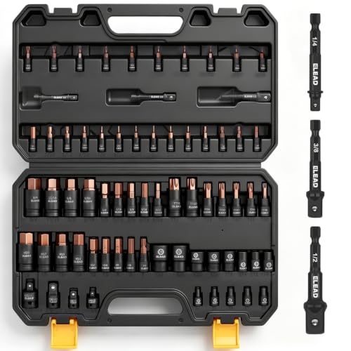 69-Piece Torx & Hex Bit Socket Set: Impact Socket Adapters, Premium CR-V & S2 Alloy Steel, Torx T8-T70 & E-Torx E4-E24, High-Torque Laser-Marked for Automotive Repair - color: 69-piece Black