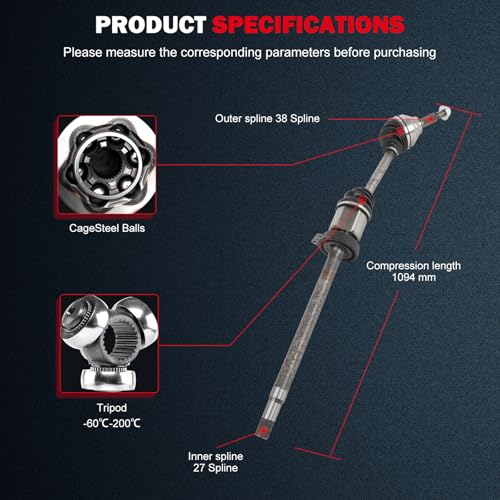 CCIYU CV Axle Shaft Assembly for Ford Explorer 2011 2012 2013 - Front - size: 17-5816