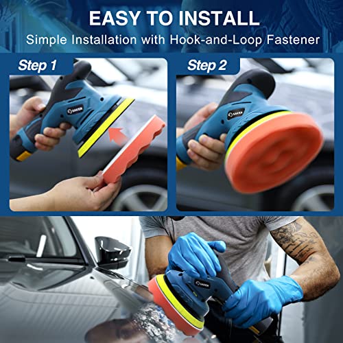 Saker Cordless Buffing Bonnet Pad - 6 Inch 10PCS Polishing Kit for Car Detailing, incl. Sponge for Waxers and Polisher, (X28214)