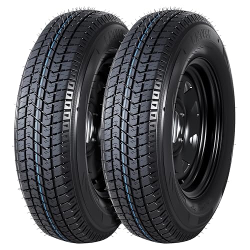 GarveeTech 2-Pack Trailer Tire On Rim ST175/80D13 Trailer Tires and Wheels 5 Lug on 4.5 in PCD Trailer Tires with 13 in Rims Load Range C 6PR Black - size: ST175/80D13