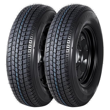GarveeTech 2-Pack Trailer Tire On Rim ST175/80D13 Trailer Tires and Wheels 5 Lug on 4.5 in PCD Trailer Tires with 13 in Rims Load Range C 6PR Black - size: ST175/80D13