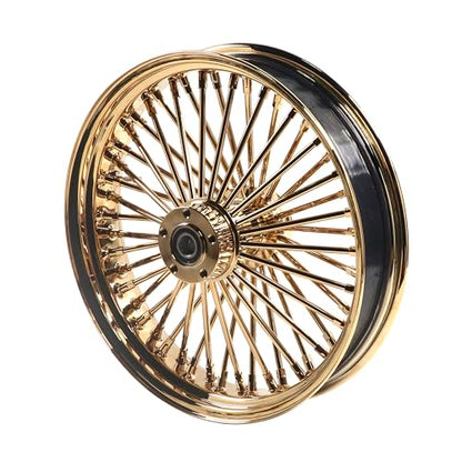 FatFlex Rear Wheel for Harley Dyna Softail Touring 18” Gold Fat Spokes - color: 18" x 3.5", Gold+Gold+Gold