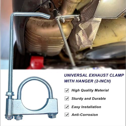2" Universal Exhaust Clamp With Hanger, Muffler Hanger, Pack of 1 - size: 2"