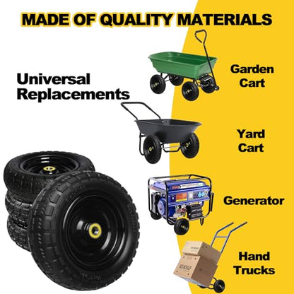 13 Inch Solid Rubber Tires, 4.00-6 Tire Flat Free with 5/8" Bearings, 2.17" Offset Hub for for GOR Garden Carts, Garden Wagon Carts, Trolleys, Hand Trucks and Utility Cart(2 Pack) - size: 13 INCH - 2 PACK