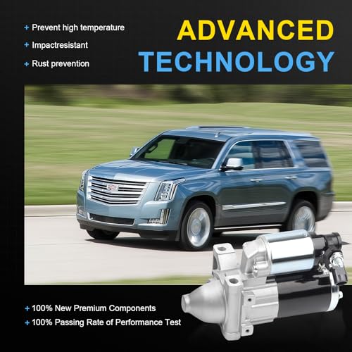 10910 New Starter Motor Replacement for 14-20 Chevrolet Silverado 1500 Suburban Tahoe, GMC Sierra 1500 Yukon Savana, Cadillac Escalade, Express Van 2500 3500 V6 V8 4.3L 5.3L 6.2L OE#: 12655055 - color: 10910