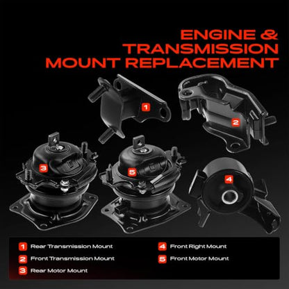 A-Premium Engine Motor Mount and Transmission Mount Kit, Set of 5 - style: Fit for Touring or EX-L EXL, i-VTEC