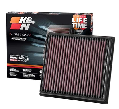 K&N High-Flow Original Lifetime Engine Air Filter: Increase Power: Premium, Washable: Compatible with 2016-2026 Subaru: Ascent, Crosstrek, Forester, Impreza, Legacy, Outback, WRX, XV, 33-5064