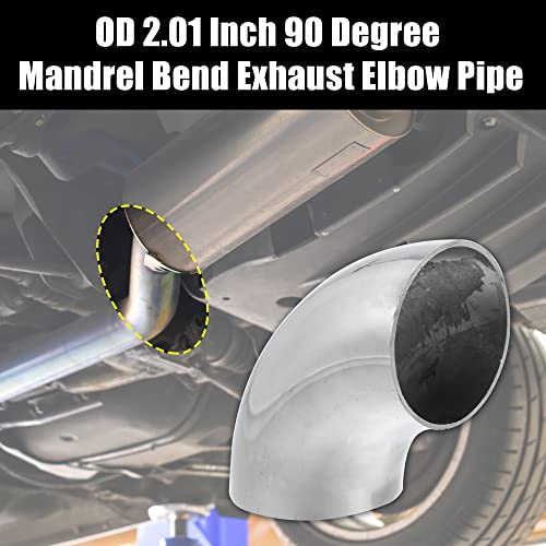 X AUTOHAUX 2pcs OD 2 Inch 90 Degree Mandrel Bend Elbow SS304 Stainless Steel Bend Tube Exhaust Elbow Pipe for Car Modified Exhaust System 2" Piping Silver Tone - size: 2"