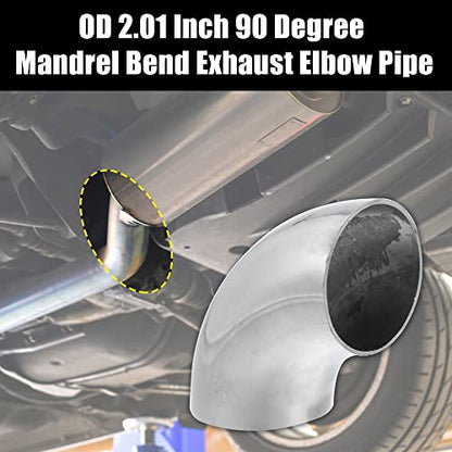X AUTOHAUX 2pcs OD 2 Inch 90 Degree Mandrel Bend Elbow SS304 Stainless Steel Bend Tube Exhaust Elbow Pipe for Car Modified Exhaust System 2" Piping Silver Tone - size: 2"