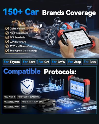 XTOOL D7 Bidirectional Scan Tool, 39+ Resets, ECU Coding OBD2 Scanner