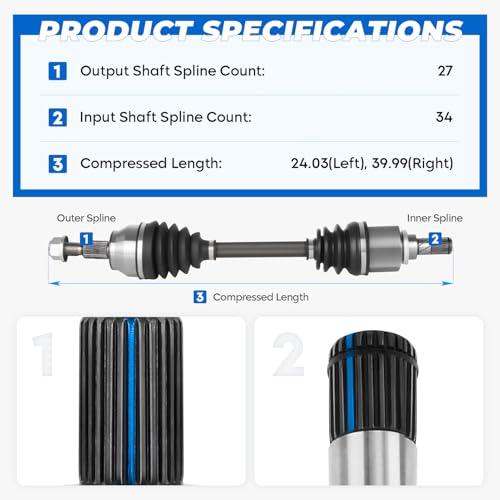 TadaMark New Front Left & Right CV Axle Shaft, for Auto Dual Clutch Trans