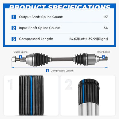 TadaMark New Front Left & Right CV Axle Shaft, for Auto Dual Clutch Trans