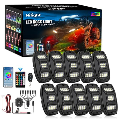 Nilight RGBW LED Rock Lights Kit 10 Pods 22 LEDs Wide Angle Lighting - color: RGBW 22LED, size: 10 Pods