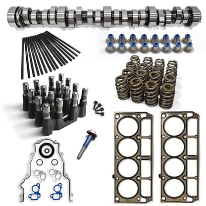 Replace Truck Head Gasket Camshaft Kits with Springs Pushrods Lifters Timing Gasket Set for 1997-2013 GM/Chevrolet Gen 3/4 LS 4.8/5.3/5.7/6.0/6.2 V8 LSx Engine - color: With Head Gasket & Lifters