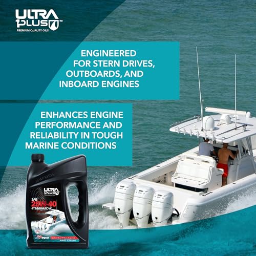 ULTRA 1PLUS U1P-Aqua SAE 25W-40 Synthetic Blend 4T Marine Engine Oil NMMA FC-W (Gallon) (Pack of 4) - size: 1 Gallon (4 Quarts) (Pack of 4)