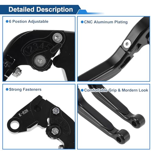 Short/Long Brake Clutch Levers for Kawasaki Ninja ZX6R 00-04 Black - color: Solid Black