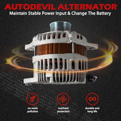 Alternator 11341 130Amp 12V fit for Altima 2007-2010 Maxima 2009-2010 Murano 2009-2014 Quest 2011-2014 Replace 11341N 11341 231001AA1A 2310MJA11BRW 23100JA11AR 23100JA11A 231001AA1B AL1313 - size: 11341 | 130A