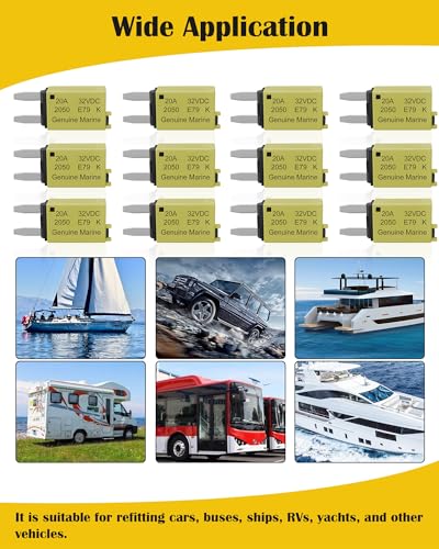 20A Low Profile Mini Fuse Kit– Automotive 20A ATM Manual Reset Circuit Breaker Fuses for Boat, RV, Car, Truck, DC 12V/32V 20 Amp Manual Resettable Blade Assortment Kit with Resettable Fuses - style: Manual-E79-20A