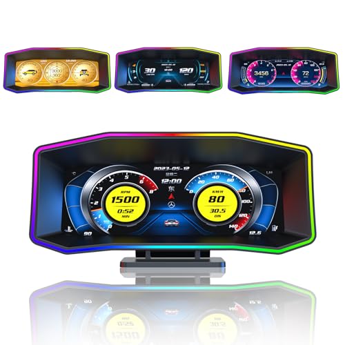 OBD2 Gauge Display 6.2" HD GPS Speedometer Multi-Function Meter