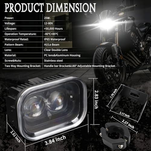 4 ''LED Headlight Cool White Motorcycle LED Headlight with DRL Hi/Lo Beam LED Driving Light 12V Waterproof LED Headlight for Motorcycle UTV Truck Vehicles Car(1 Pack)-1 Year Warranty