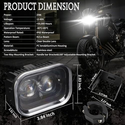 4 ''LED Headlight Cool White Motorcycle LED Headlight with DRL Hi/Lo Beam LED Driving Light 12V Waterproof LED Headlight for Motorcycle UTV Truck Vehicles Car(1 Pack)-1 Year Warranty