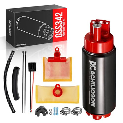 340LPH High Performance Fuel Pump, 40 PSI In-Tank Electric Fuel Pump Kit Compatible with Walbro GSS342 255LPH, for EFI Gasoline Applications, Installation Kit - size: GSS342 255LPH