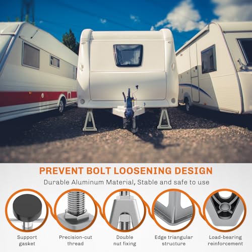 WELLUCK RV Stabilizers Jacks 4 Pack,Screw Jack Stands for RV Camper Travel Trailer Leveling,Aluminum,Single Support Up to 6000 Lbs, Adjustable from 11" to 17"
