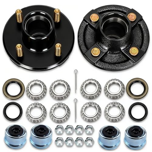 2 Sets 4 Lug Trailer Hub Kit for 2000 Lbs,4×4" Trailer Hub fit 1" and 1"-1/16" Trailer Axles,Trailer Hub 4 Lug,4 Lug Trailer Hub Assembly,Boat Trailer Hubs 4 Lug - size: 4*4" Trailer Hub Kit for 2000 lbs Axle