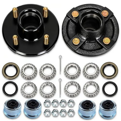 2 Sets 4 Lug Trailer Hub Kit for 2000 Lbs,4×4" Trailer Hub fit 1" and 1"-1/16" Trailer Axles,Trailer Hub 4 Lug,4 Lug Trailer Hub Assembly,Boat Trailer Hubs 4 Lug - size: 4*4" Trailer Hub Kit for 2000 lbs Axle