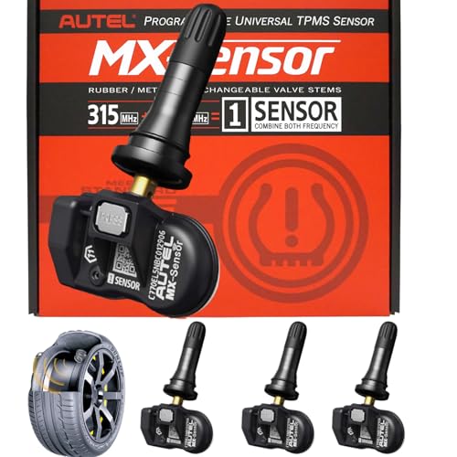 Autel TPMS Sensors, 2in1 MX-Sensor 315Mhz/433Mhz Tire Pressure Sensor,OE-Level Programmable & Cloneable Wireless TPMS Sensor, by Compatible with TS408 508 608 MS906TS MS906PRO-TS (Rubber Stem 4pcs)