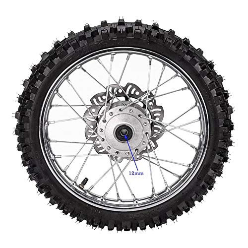 TDPRO Front 60/100-14 & Rear 80/100-12 Wheel Rim With 12mm Bearing & Front Rear Hydraulic Master Cylinder & Sprocket and Brake Disc Rotor Assembly for Dirt Pit Bike