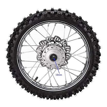 TDPRO Front 60/100-14 & Rear 80/100-12 Wheel Rim With 12mm Bearing & Front Rear Hydraulic Master Cylinder & Sprocket and Brake Disc Rotor Assembly for Dirt Pit Bike