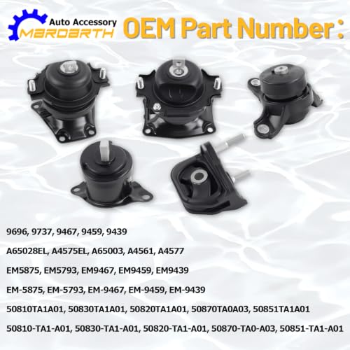 Engine Motor Transmission Mount for 08-12 Accord V6 3.5L 5PCS Auto - size: 08-12 3.5L V6