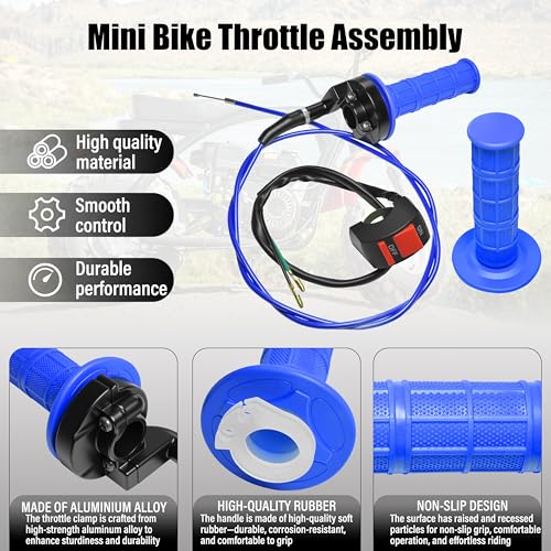 Universal Mini Bike Throttle Assembly&Cable Kit | Direct Replacement for Coleman BT200X,CT200U/EX,MB200&Predator 212cc/196cc Engines | Fits Most 7/8" Handlebar Mini Bikes with Cruise Control (Blue) - color: Blue