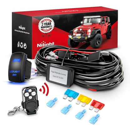 Nilight 14AWG Remote Wiring Harness Wireless Strobe 5Pin Switch 1Lead - color: 14AWG-1 Lead Remote +Flash +5PIN Switch