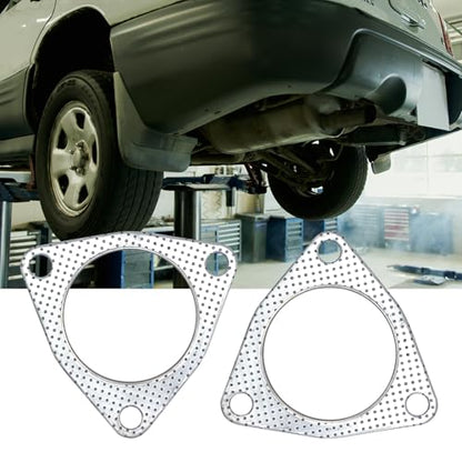 3 Inch Exhaust Gasket 3-Bolt Flange 76.5mm Graphite w/Fire Ring 2 Pcs - size: 3 in