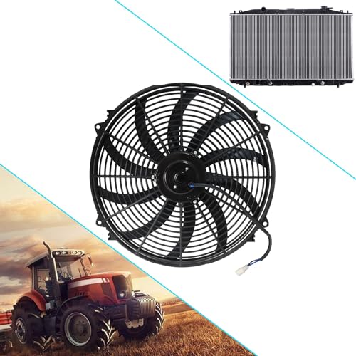 Mupera 16 Inch Electric Radiator Cooling Fan 12V 120W Slim Fan w/Mount Kit - size: Curved-16 inch