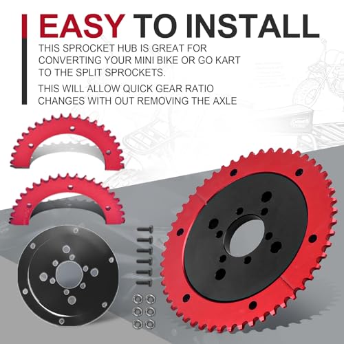 Universal 35 Chain 64T Split Sprocket with Adapter for Predator 212cc 196cc 79cc Go Kart Mini Bike CT200U-EX CT200U BT200X CT100U MB200 MBX11 Motorcycle Black - size: 64 tooth, style: Black