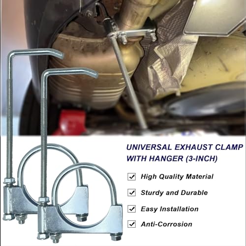 3" Universal Exhaust Clamp With Hanger, Muffler Hanger, 2 Pack - size: 3 Inch-2 PACK