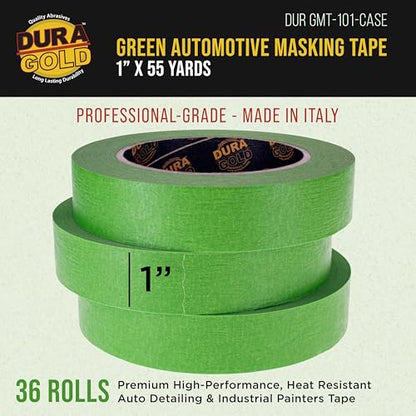Dura-Gold Green Automotive Masking Tape 1" (24mm x 55 Yards), Case of 36 - size: 1"