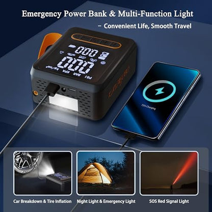 Tire Inflator Portable Air Compressor, Dual Cylinder Tire Air Pump
