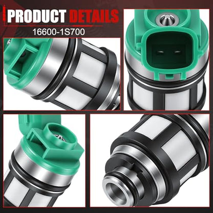 FJ397 Fuel Injectors Set of 4 Compatible with 1998-2004 Frontier 2.4L - color: F-16600-1S700